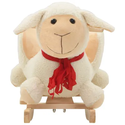 Prolenta Premium - Mouton à bascule avec dossier Peluche 60x32x50 cm Blanc
