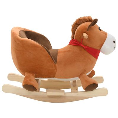 Prolenta Premium - Cheval à bascule avec dossier Peluche 60x32x50 cm Marron