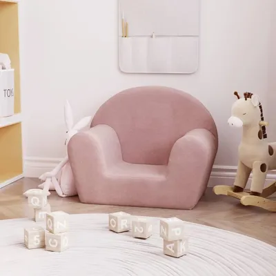 Prolenta Premium - Canapé pour enfants Rose Peluche douce
