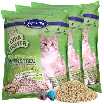Lyra Pet® Lyra Power fibre d'herbe litière pour chats agglomérante
