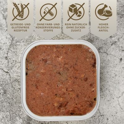 Lecker.Pet® Gino's Feine Paté Reich an Rind Hundefutter Nassfutter