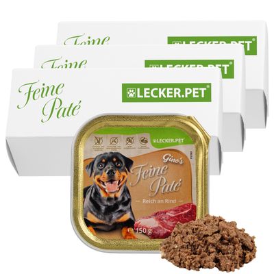 Lecker.Pet® Gino's Feine Paté Riche en Bœuf Nourriture humide pour chiens