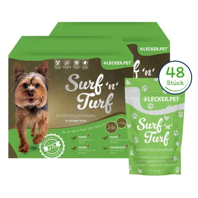 Lecker.Pet® Surf'n'Turf Pouches Hundefutter Nassfutter 4er Mix Multipack Lecker.Pet® Surf'n'Turf Pouches Hundefutter Nassfutter 4er Mix Multipack