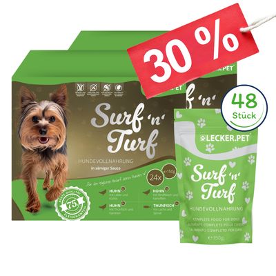 Lecker.Pet® Surf'n'Turf Pouches Nourriture pour chiens 4er Mix Multipack