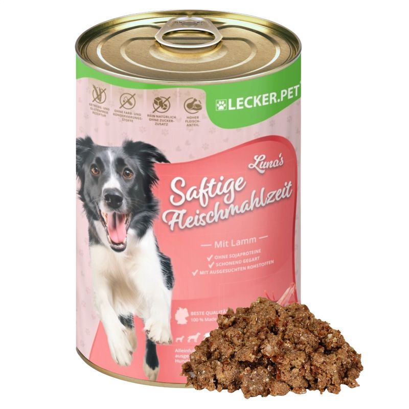 Lecker.Pet Luna's Saftige Fleischmahlzeit mit Lamm Hundefutter Nassfutter