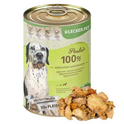 Lecker.Pet® Paula's 100 % poulet et carotte Nourriture humide pour chiens
