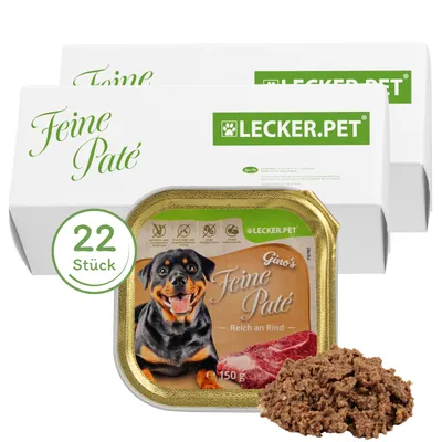Lecker.Pet® Gino's Feine Paté Riche en Bœuf Nourriture humide pour chiens