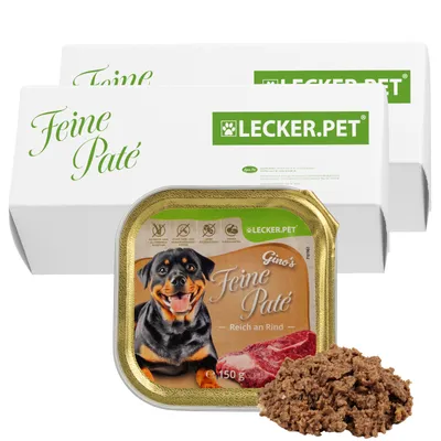 Lecker.Pet® Gino's Feine Paté Riche en Bœuf Nourriture humide pour chiens