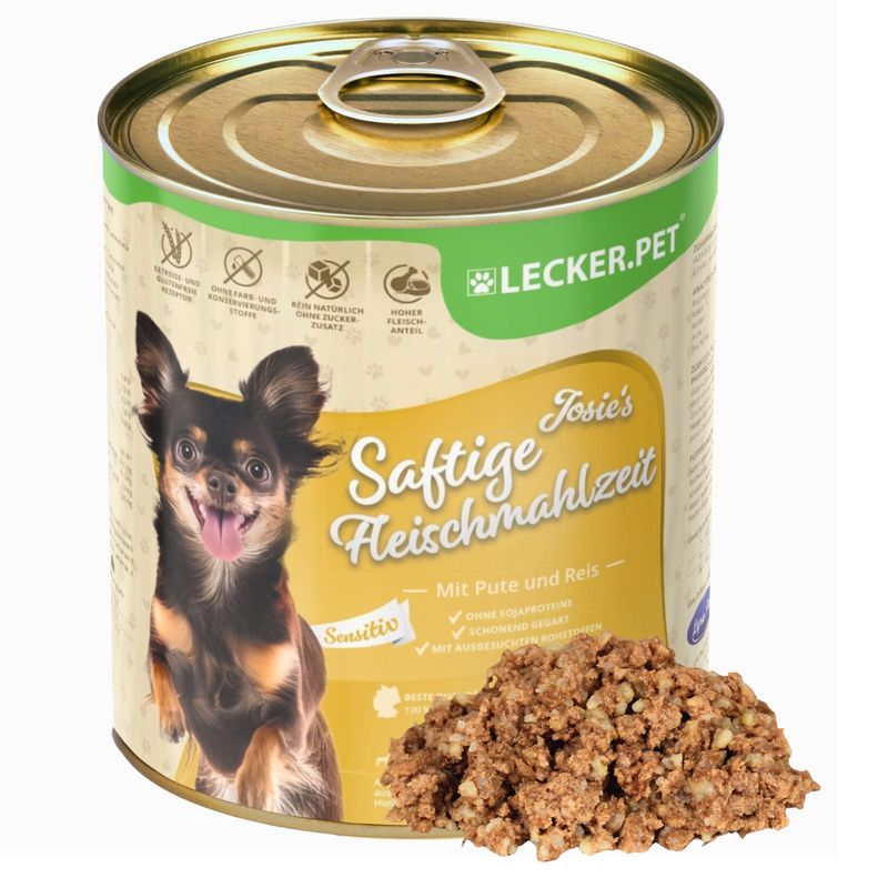 Lecker.Pet® Josie's Saftige Fleischmahlzeit Sensitiv mit Pute & Reis