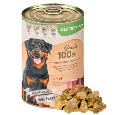 Lecker.Pet® Gino's 100 % cubes de viande musculaire de bœuf et de porc