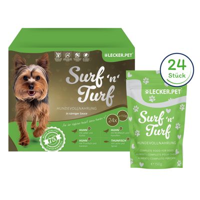 Lecker.Pet® Surf'n'Turf Pouches Hundefutter Nassfutter 4er Mix Multipack