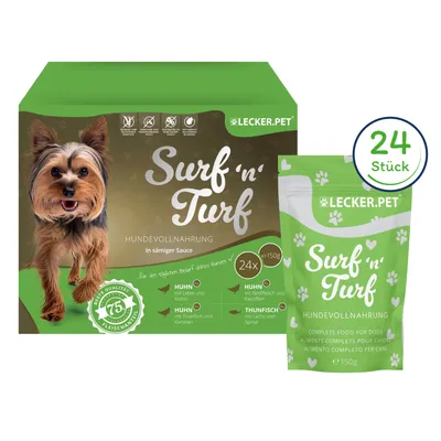 Lecker.Pet® Surf'n'Turf Pouches Hundefutter Nassfutter 4er Mix Multipack Lecker.Pet® Surf'n'Turf Pouches Hundefutter Nassfutter 4er Mix Multipack
