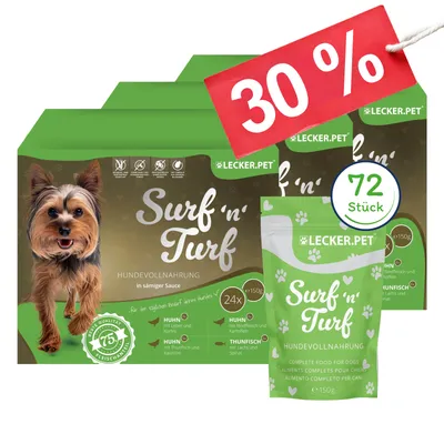 Lecker.Pet® Surf'n'Turf Pouches Nourriture pour chiens 4er Mix Multipack
