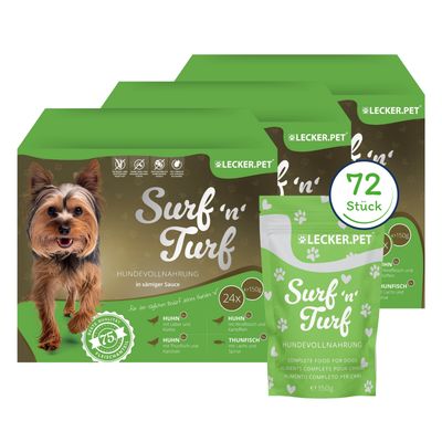 Lecker.Pet® Surf'n'Turf Pouches Hundefutter Nassfutter 4er Mix Multipack