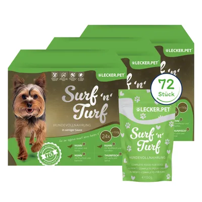 Lecker.Pet® Surf'n'Turf Pouches Hundefutter Nassfutter 4er Mix Multipack Lecker.Pet® Surf'n'Turf Pouches Hundefutter Nassfutter 4er Mix Multipack