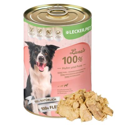 Lecker.Pet® Luna's 100 % poulet et dinde Nourriture humide pour chiens