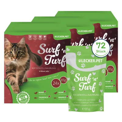 Lecker.Pet® Surf'n'Turf Pouches Katzenfutter in feiner Jelly Nassfutter