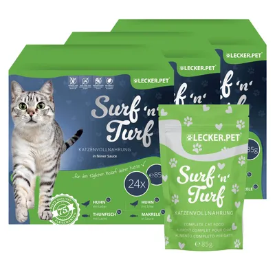 Lecker.Pet® Surf'n'Turf Pouches Nourriture pour chats en sauce 4 variétés Lecker.Pet® Surf'n'Turf Pouches Nourriture pour chats en sauce 4 variétés