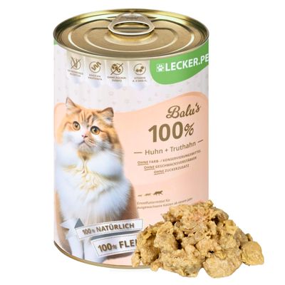 Lecker.Pet® Balu's 100 % poulet et dinde Nourriture humide pour chats