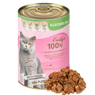 Lecker.Pet® Emily's 100 % muscle de bœuf Nourriture humide pour chats Lecker.Pet® Emily's 100 % muscle de bœuf Nourriture humide pour chats