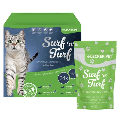 Lecker.Pet® Surf'n'Turf Pouches Nourriture pour chats en sauce 4 variétés Lecker.Pet® Surf'n'Turf Pouches Nourriture pour chats en sauce 4 variétés