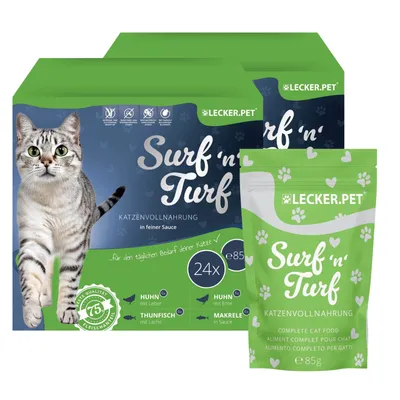 Lecker.Pet® Surf'n'Turf Pouches Nourriture pour chats en sauce 4 variétés Lecker.Pet® Surf'n'Turf Pouches Nourriture pour chats en sauce 4 variétés