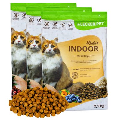 Lecker.Pet® Balu's Indoor Volaille Nourriture sèche pour chats complète