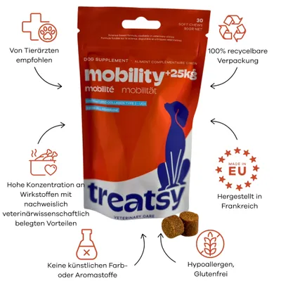 Treatsy Complément – Mobilité Articulations pour Grands chiens (+25kg) Treatsy Complément – Mobilité Articulations pour Grands chiens (+25kg)