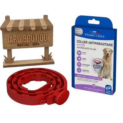 Collier antiparasitaire à l'Icaridine Francodex 70 cm - Rouge - Chien plus
