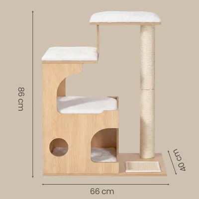 FEANDREA Arbre à Chat, Hauteur 86 cm, 3 Plate-Formes et 1 Niche