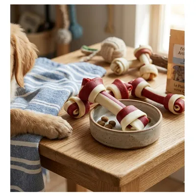 Friandises os noué au poulet et fromage Friandises os noué au poulet et fromage