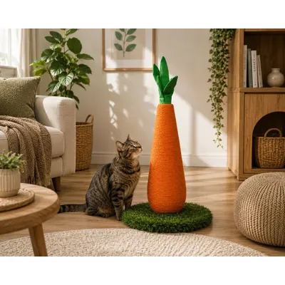 Jouet griffoir Wuttel carotte Arbre a griffer pour chat 69cm Jouet griffoir Wuttel carotte Arbre a griffer pour chat 69cm