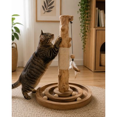 Jouet a griffer Kofti pour chat Arbre interactif avec circuit 54cm