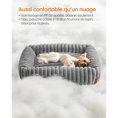 Feandrea Panier pour Chien, Coussin Lavable, Moelleux, Gris