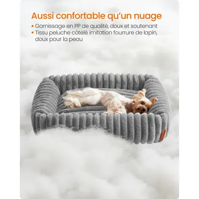 Feandrea Panier pour Chien, Coussin Lavable, Moelleux, Gris Feandrea Panier pour Chien, Coussin Lavable, Moelleux, Gris