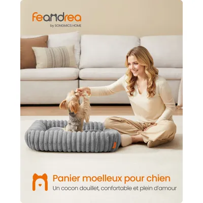 Feandrea Panier pour Chien, Coussin Lavable, Moelleux, Gris Feandrea Panier pour Chien, Coussin Lavable, Moelleux, Gris