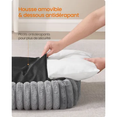 Feandrea Panier pour Chien, Coussin Lavable, Moelleux, Gris Feandrea Panier pour Chien, Coussin Lavable, Moelleux, Gris