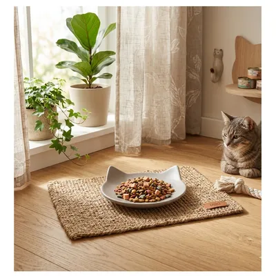 Gamelle plat rond en céramique pour chat Anti-Stress