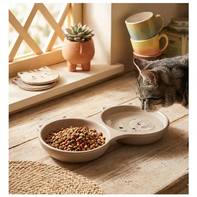 Gamelle 2 en 1 en céramique pour chat