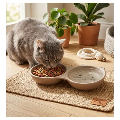 Gamelle 2 en 1 en céramique pour chat