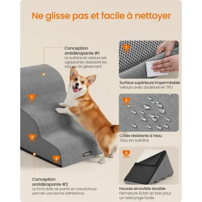 Feandrea Escalier pour Chien, à 3 Marches, Imperméable, Design Antidérapant Feandrea Escalier pour Chien, à 3 Marches, Imperméable, Design Antidérapant