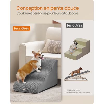 Feandrea Escalier pour Chien, à 3 Marches, Imperméable, Design Antidérapant