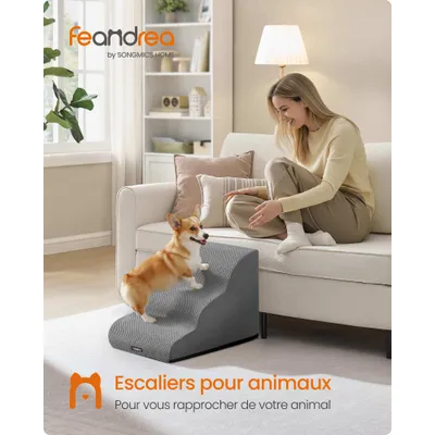 Feandrea Escalier pour Chien, à 3 Marches, Imperméable, Design Antidérapant Feandrea Escalier pour Chien, à 3 Marches, Imperméable, Design Antidérapant