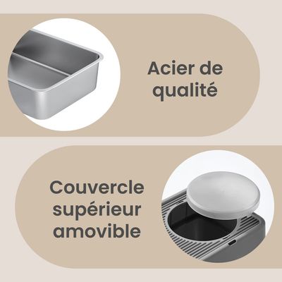 Feandrea Bac à Litière pour Chat, 2 Entrées, avec Pelle et Brosse