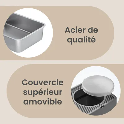 Feandrea Bac à Litière pour Chat, 2 Entrées, avec Pelle et Brosse