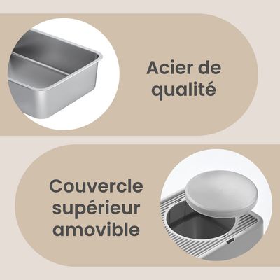 Feandrea Bac à Litière pour Chat, 2 Entrées, avec Pelle et Brosse