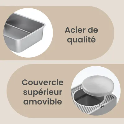 Feandrea Bac à Litière pour Chat, 2 Entrées, avec Pelle et Brosse