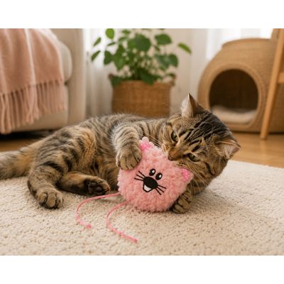 Jouet pour chat Gripi Peluche douce pour jeu et câlins rose