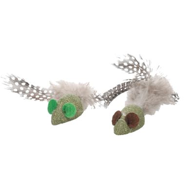 Jouet souris Katti en cataire avec plumes pour chat