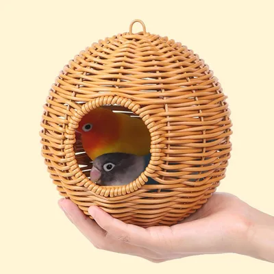 MCBOSON Nichoir Rotin Tissé Suspendu Perruches Canaris Petits Oiseaux